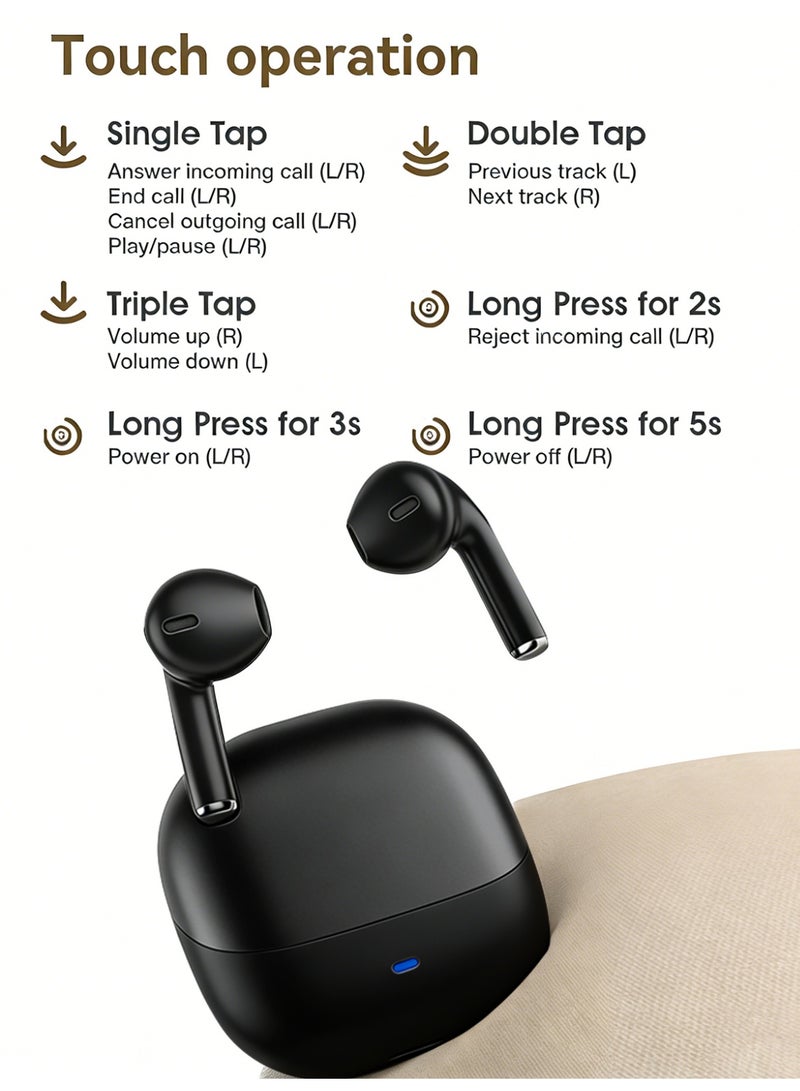 ZIPFORCE True Wireless Earbuds, Semi-In-Ear Bluetooth 6.0 Headphones, Bluetooth Earbuds with Easy Touch Control, Light-Weight Comfortable Earphones Noise Reduction Clear Call, Soft Ear Tips Ergonomic Fit for Daily Use Work Study Travel - Image 3
